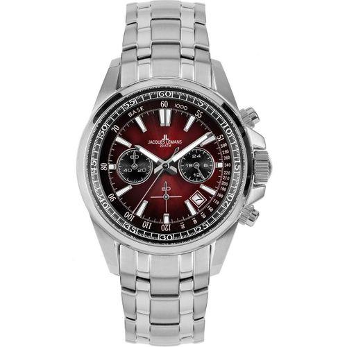 Jacques Lemans Liverpool JL.1-2117ZQ Quartz Çelik Gri Bordo Kadran 20 ATM 44 mm Erkek Kol Saati