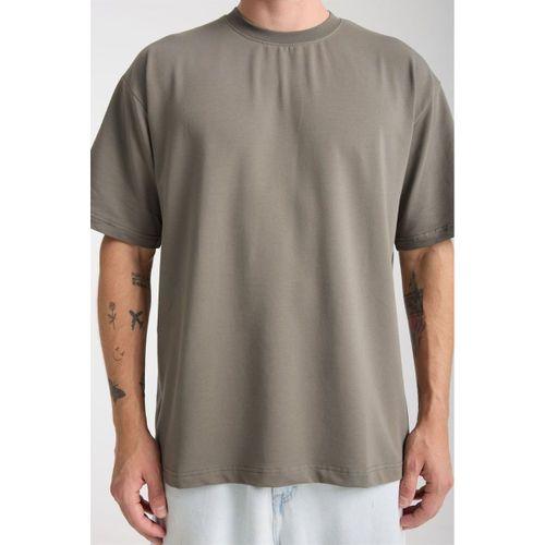 İki İplik Kumaş Pamuklu Bisiklet Yaka Basic Oversize Erkek T-Shirt - Kapari