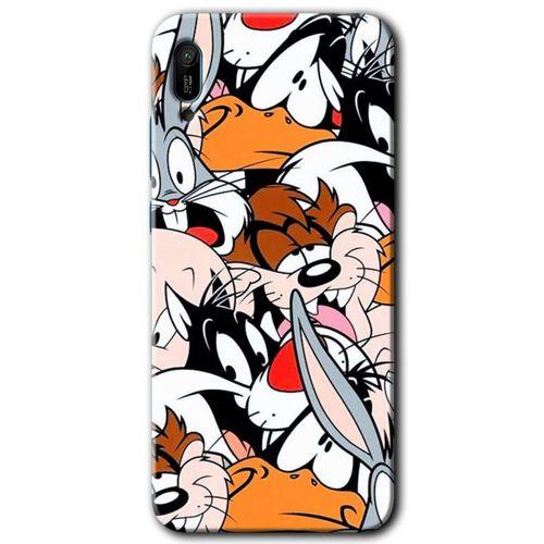 MRCİLETİSİM Huawei Y6 2019 Kılıf HD Desen Baskılı Arka Kapak + Temperli Cam - Karakterler