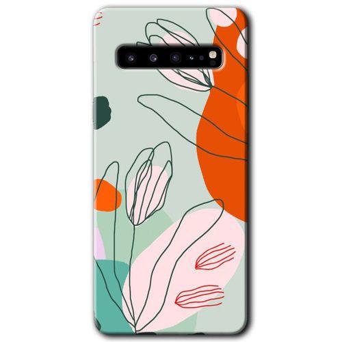 Galaxy S10 Plus Kılıf HD Desen Baskılı Arka Kapak - Vektör Çiçekler + Kırılmaz Cam