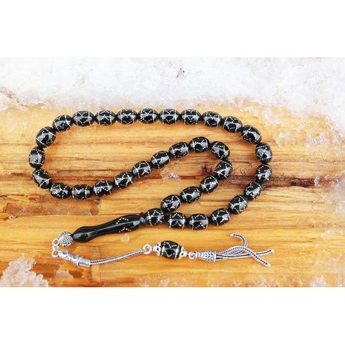 Oltu Taşı Beyzi Model Çemberli Yön İşlemeli Tespih