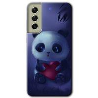 MRCİLETİSİM Samsung Galaxy S21 FE Kılıf HD Desen Baskılı Arka Kapak + Temperli Cam - Bebek Panda