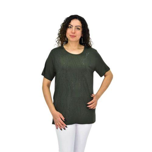 Kadın Viskon Taşlı Kısa Kol Bluz BGL-ST04679