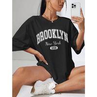 Kadın Brooklyn New York Baskılı Oversize Tshirt
