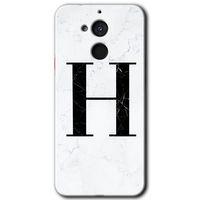 General Mobile GM 8 Kılıf HD Desen Baskılı Arka Kapak - Beyaz Mermer Desenli H Harfi