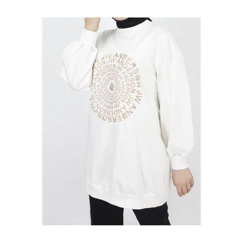 Papatya Taş Detaylı Nakış Baskılı Sweatshirt - 71143.027 - Ekru
