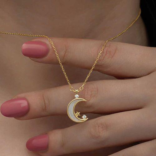 Lucky Life 925 Ayar Gumuss Gold Ay Yıldız Lucky Life Lucky Life Kadın Kolye
