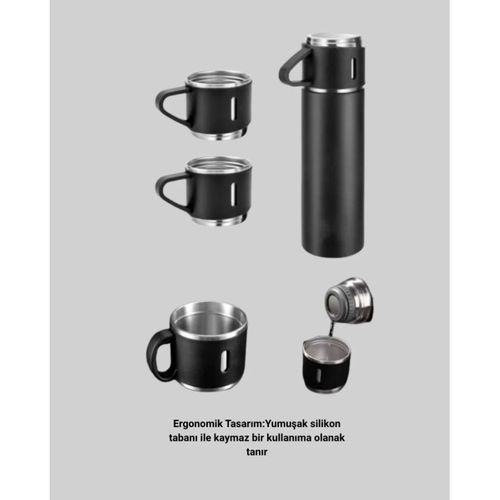 Çelik Termos Bardak Seti | 500 Ml Kapasite, Kaymaz Taban, Hediye Kutulu