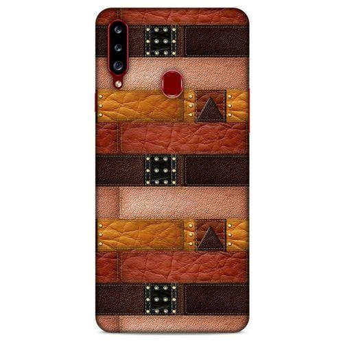Samsung Galaxy A20s Kılıf Patchwork (33) Hybrid Kılıf Kahve Toz Pembe