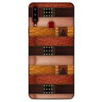 Samsung Galaxy A20s Kılıf Patchwork (33) Hybrid Kılıf Kahve Toz Pembe
