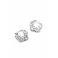 Taşlı Çiçek Küpe - Gümüş