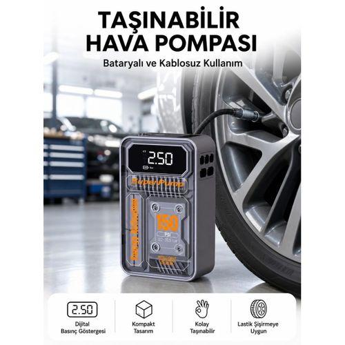 6000mah Bataryalı Led Ekranlı Akıllı Hava Kompresörü