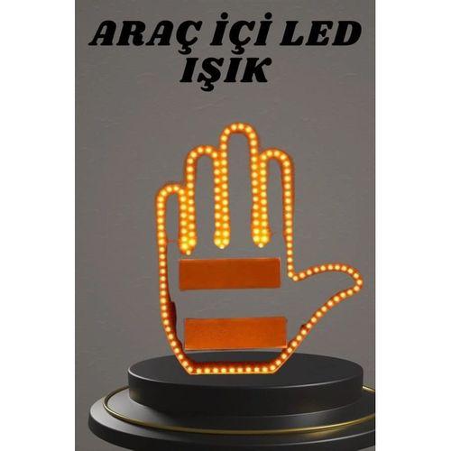 El Orta Parmak Led Kumandalı Araç İçi Reflektör Arka Cam El Simgesi