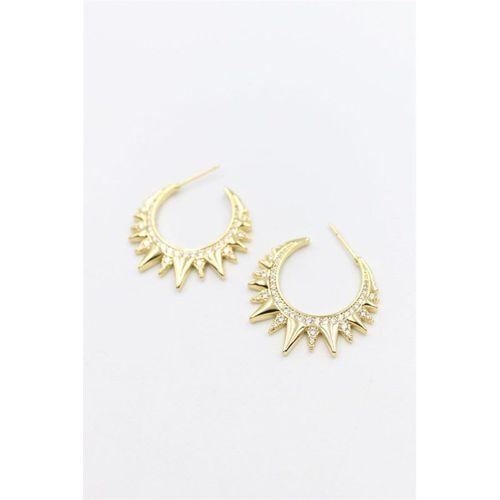 Taşlı Halka Küpe - Altın