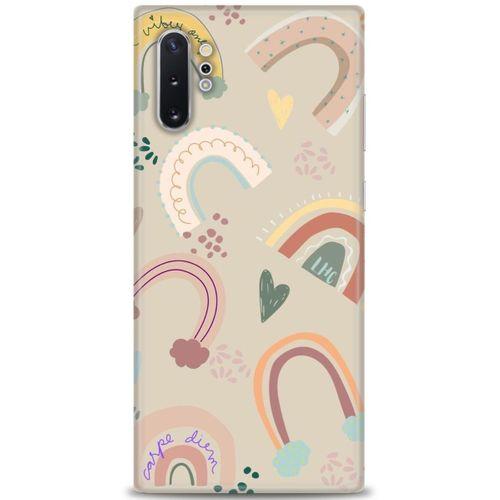 Samsung Galaxy Note 10 Plus Kılıf HD Baskılı Kılıf - Kahve Gökkuşağı + Tam Ekran Koruyucu