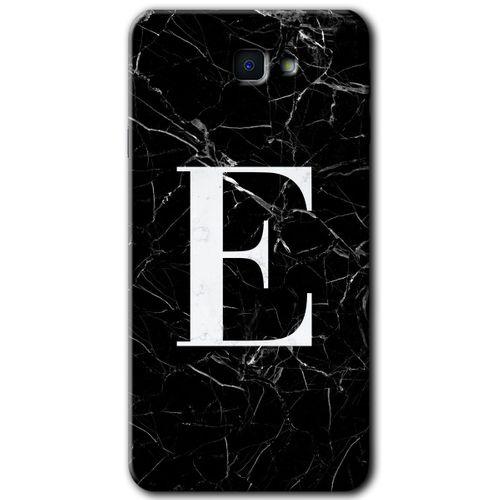 Potkal Hediye Fabrikası Samsung Galaxy J7 Prime 2 Kılıf HD Desen Baskılı Arka Kapak - Siyah Mermer Desenli E Harfi