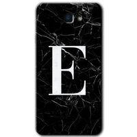 Potkal Hediye Fabrikası Samsung Galaxy J7 Prime 2 Kılıf HD Desen Baskılı Arka Kapak - Siyah Mermer Desenli E Harfi