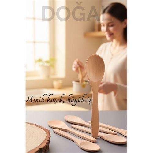 Doğal Gürgen 6'lı Ahşap Servis Kaşığı – 13 cm, Mini Boy, Şık ve Pratik Mutfak Yardımcısı 713748