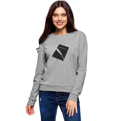 Anime Note Book Baskılı Gri Kadın Sweatshirt