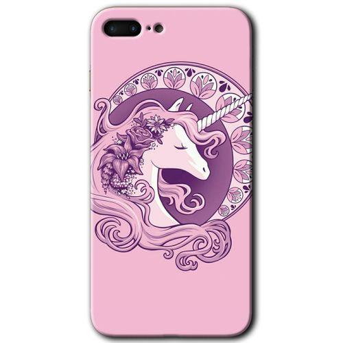 MRCİLETİSİM iPhone 8 Plus Kılıf HD Desen Baskılı Arka Kapak + Mat Kobra Cam - Unicorn-Pembe