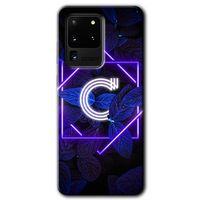 Potkal Hediye Fabrikası Samsung Galaxy S20 Ultra Kılıf HD Desen Baskılı Arka Kapak - Dark Neon Yaprak C Harfi