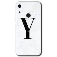 Potkal Hediye Fabrikası Honor 8A HD Baskılı Kılıf + 9D Tam Ekran Koruyucu - Beyaz Mermer Desenli Y Harfi