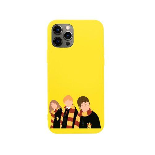 iPhone 12 Pro Max Harry Ron Hermione Tasarımlı Sarı Telefon Kılıfı