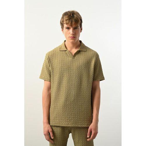 Premium Gölge Dokulu Polo Yaka Erkek T-Shirt - Çağla