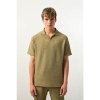 Premium Gölge Dokulu Polo Yaka Erkek T-Shirt - Çağla