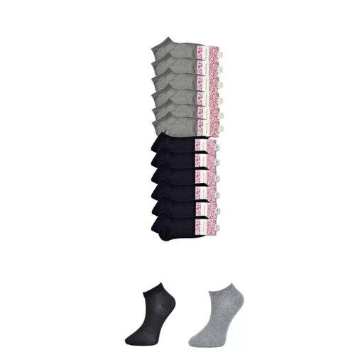 Siyah Ve Gri Kadın Bilek Çorap 12 Çift