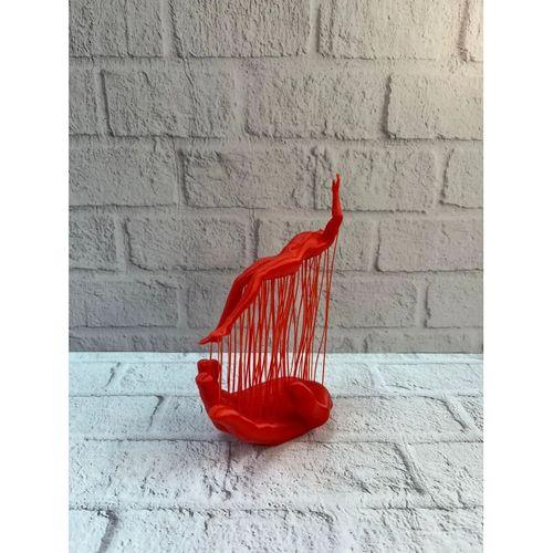 Kırmızı El Ve İnsan Figürü Dekoratif Biblo Salon Ofis Raf Ve Konsol Üstü İçin 12x18 Cm