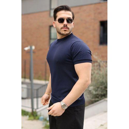 Erkek Fitilli Bisiklet Yaka Triko Tişört