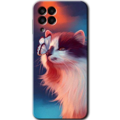 Samsung Galaxy M33 Kılıf Kapak - Cat Butterfly +Hayalet Ekran Yandan Gözükmez