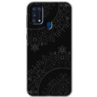 Potkal Hediye Fabrikası Samsung Galaxy M31 HD Baskılı Kılıf + 9D Tam Ekran Koruyucu - Siyah Mandala