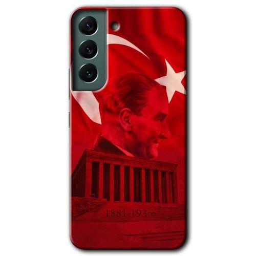 Potkal Hediye Fabrikası Samsung Galaxy S22 Plus HD Baskılı Kılıf + 9D Tam Ekran Koruyucu - Anıtkabir Atatürk