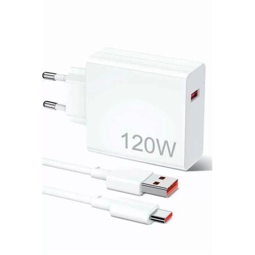 120w Şarj Aleti Hızlı Çift Turbo Şarj Aleti Seti Beyaz
