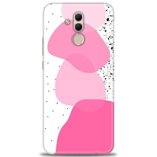 Huawei Mate 20 Lite Kılıf HD Baskılı Kılıf - Pembe Beyaz Siyah + Tam Ekran Koruyucu