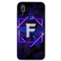 Vestel E5 Kılıf HD Desen Baskılı Arka Kapak - Dark Neon Yaprak F Harfi