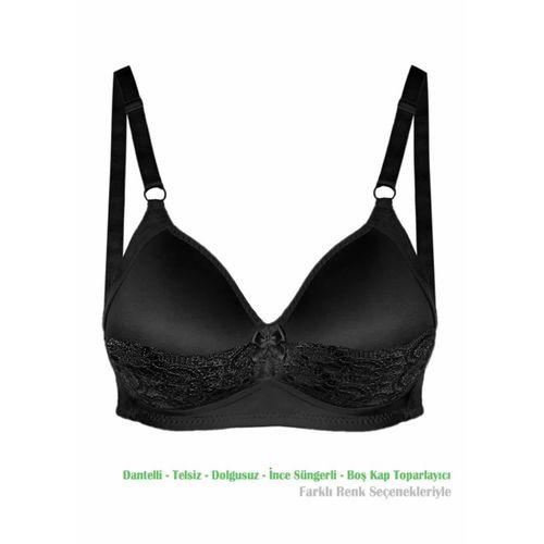 Alışveriş Meydanı Kadın Siyah Dantelli Toparlayıcı Küçültücü Balensiz Boş Kap Sütyen