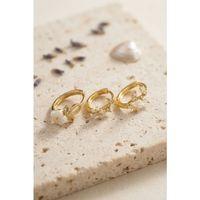 3 lü Set Çiçek Model Gold Renk Kadın Küpe