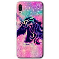Huawei Y6 2019 Kılıf HD Desen Baskılı Arka Kapak + Temperli Cam - Unicorn Kristal