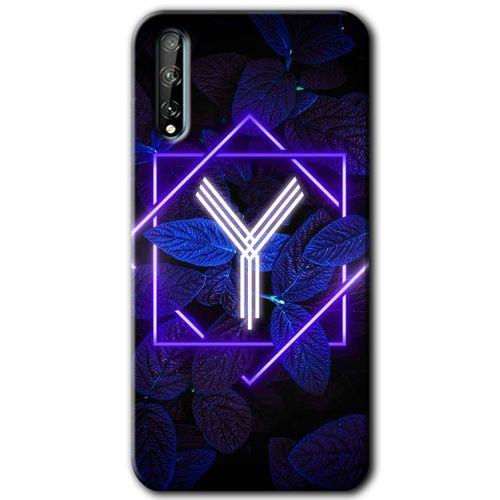Huawei Y8P Kılıf Kapak - Dark Neon Yaprak Y Harfi +Hayalet Ekran Yandan Gözükmez