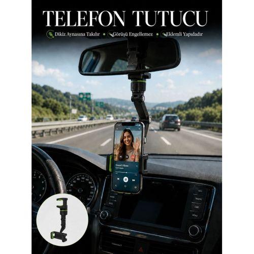 Araç İçi Telefon Standı Dikiz Aynasına Takılan Ayarlanabilir Telefon Tutucu