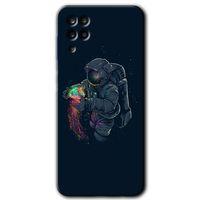 Samsung Galaxy M12 Kılıf Baskılı Kapak - Astronot Kıyafeti +Tam Kaplayan Mat Seramik