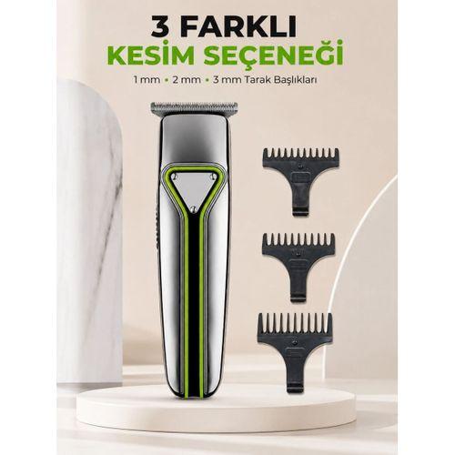 Erkek Saç Sakal Kesme Makinesi Profesyonel T Bıçaklı Usb Şarjlı Ense Favori Düzeltme Makinesi