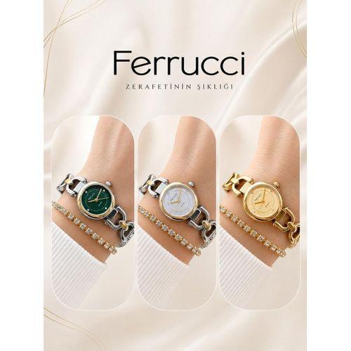 Ferrucci Küçük Vintage Kasa Çelik Kordon 2 Yıl Garantili 3 Atm Kadın Kol Saati+Bileklik BFC.03766.4