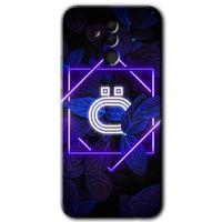 Huawei Mate 20 Lite Kılıf HD Desen Baskılı Arka Kapak - Dark Neon Yaprak Ö Harfi