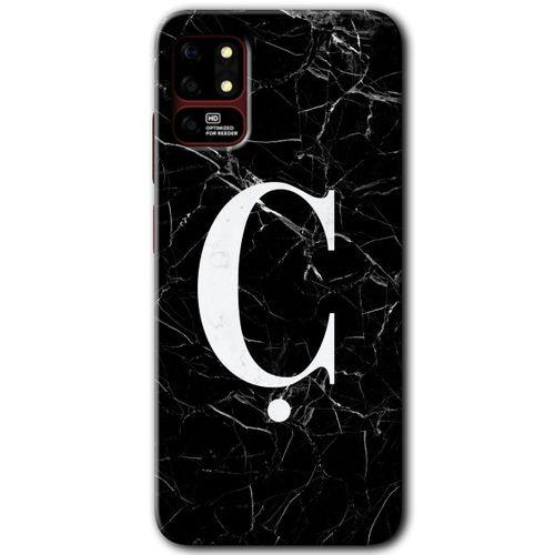 Reeder S19 Max Kılıf HD Desen Baskılı Arka Kapak - Siyah Mermer Desenli Ç Harfi