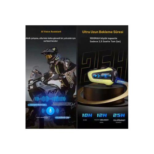 Işıklı Intercom 3 Kişi Bağlantılı 1000mah Motosiklet Bluetooth Kulaklık Seti