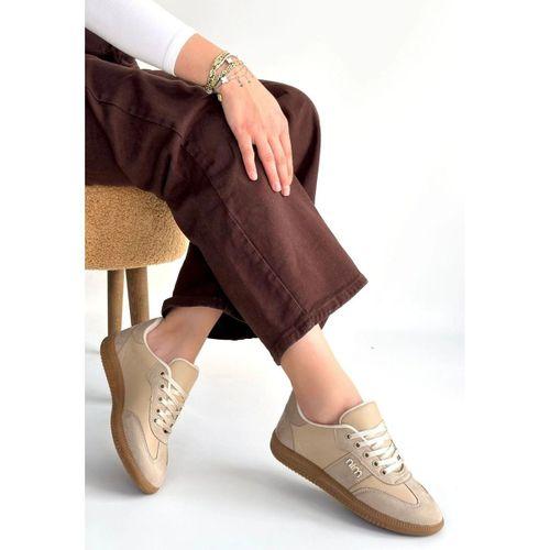 Lunga Bej Cilt Bağcıklı Spor Ayakkabı